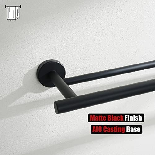 JQK Double Bath Towel Bar Matte Black