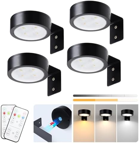 KELUOLY 4-Pack Picture Light with Remote and Dimmable Timer