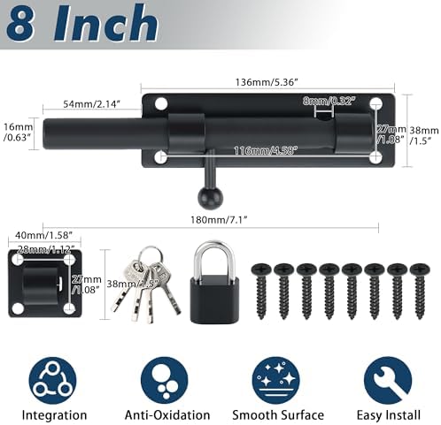 Heavy Duty Gate Latch 8inch alg304 SS Matte Black