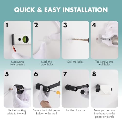 KPWATER Toilet Paper Holder Space-Saving Matte Black Wall Mount