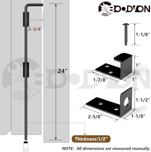 24 Cane Bolt Drop Rod Gate Hardware - Durable Weatherproof Gate Latch 1 Pack