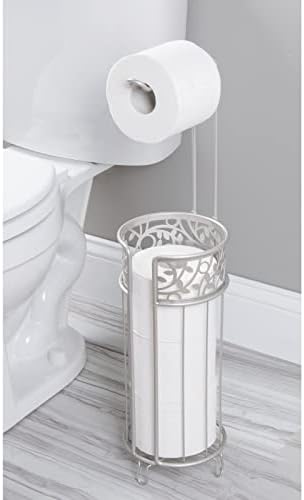 mDesign Freestanding Toilet Paper Holder - Matte Silver 1