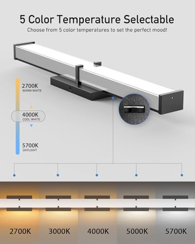 Modern 40W LED Vanity Light Over Mirror Matte Black Dimmable Bathroom Fixture