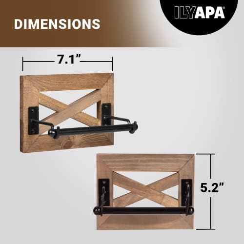 Ilyapa Farmhouse Toilet Paper Holder - Rustic Wood Wall Mount