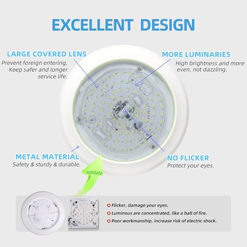 ECOELER 6 Pack LED Flush Mount Ceiling Light 165W 3000K Warm White Dimmable