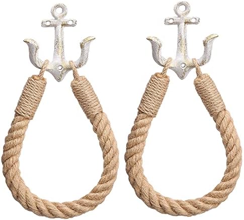 2 Pcs Nautical Toilet Paper Holder with Metal Hooks