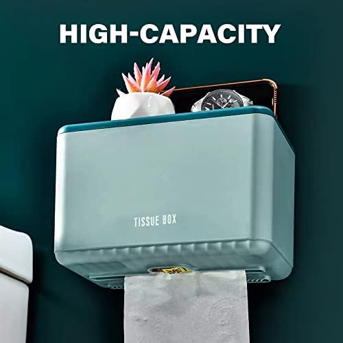 Moegelo Toilet Paper Holder with Phone Shelf Wall Mount Organizer Green
