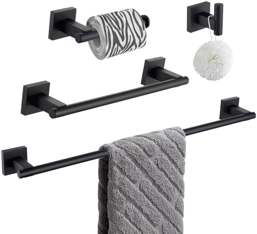 Suyar Matte Black Bathroom Hardware Set 4 PCS
