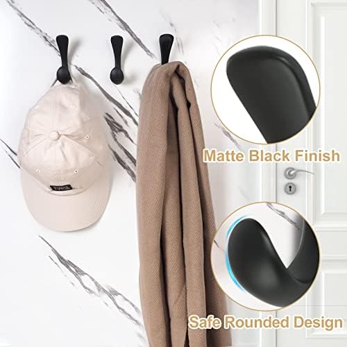 Metaliby 4 Pack Matte Black Towel Hooks for Wall Mount