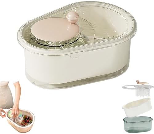 BUENLY Fruit Cleaner Spinner with Brush Large Capacity Double Layer Salad Tool