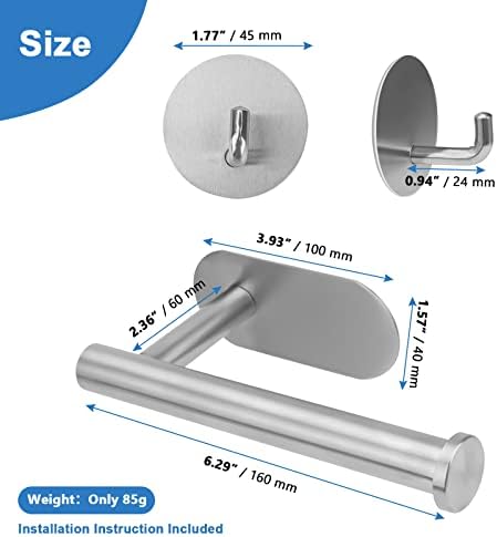 Doweiss Self Adhesive Toilet Paper Holder with 2 Hooks 1