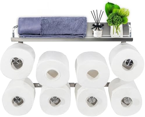 Toilet Paper Holder with Shelf and Towel Rack - 14 Rolls Storage