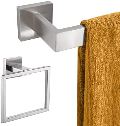 KOKOSIRI 24 Inch Brushed Nickel Towel Bar and Ring