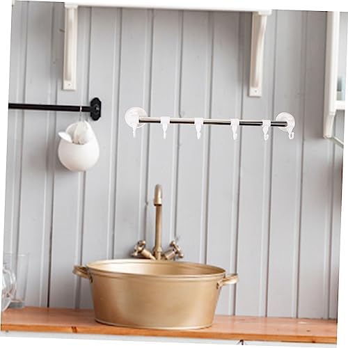 Angoily Adjustable Suction Cup Towel Bar with Hooks