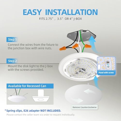 ECOELER 6 Pack LED Flush Mount Ceiling Light 165W 3000K Warm White Dimmable