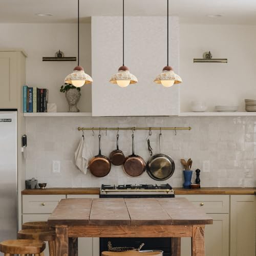 Kiven L Style Track Lighting Pendants 1-Light Farmhouse Pendant with Ceramic Shade