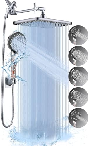 Filtered Shower Head 12 Square Rain Combo