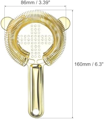 Cocktail Strainer - Stainless Steel Bar Tool for Drinks Gold 160mm