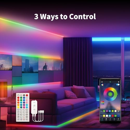 52FT BUNACET LED Neon RGBIC Strip Lights with Remote APP Control