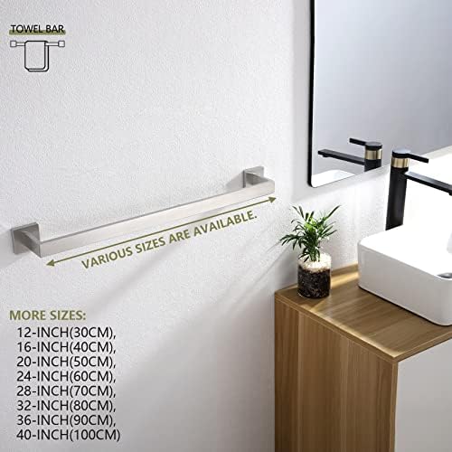 KOKOSIRI 24 Inch Brushed Nickel Towel Bar and Ring