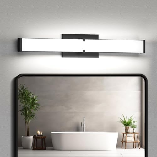 Modern 40W LED Vanity Light Over Mirror Matte Black Dimmable Bathroom Fixture