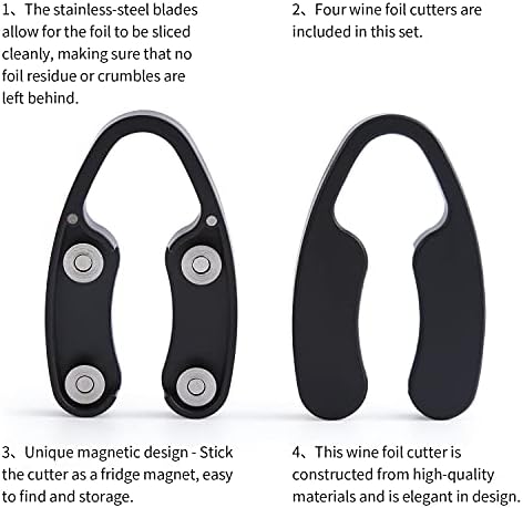 OHMAXHO 4 Pack Magnetic Wine Foil Cutter Tool Black 1