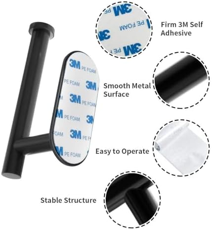 Cerekony Adhesive Toilet Paper Holder - Brushed Black for Small Spaces