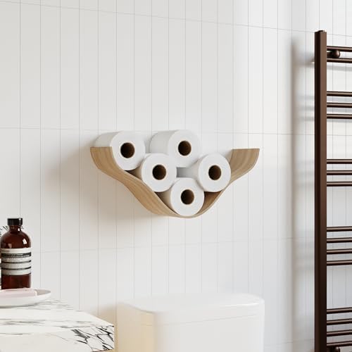 Cloud Shaped Toilet Paper Holder with Wooden Shelf