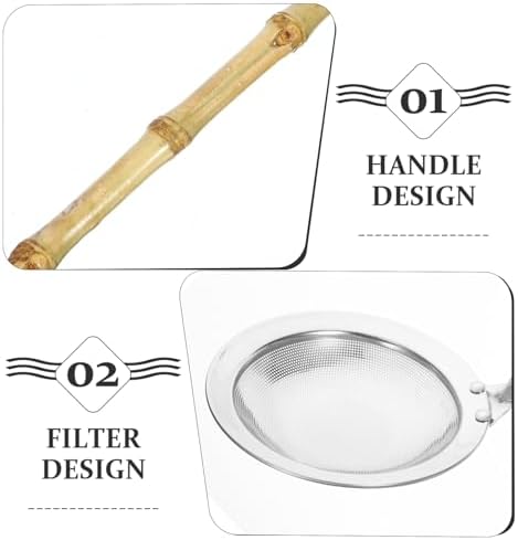 Amosfun Fat Skimmer Stainless Steel Strainer Ladle with Bamboo Handle