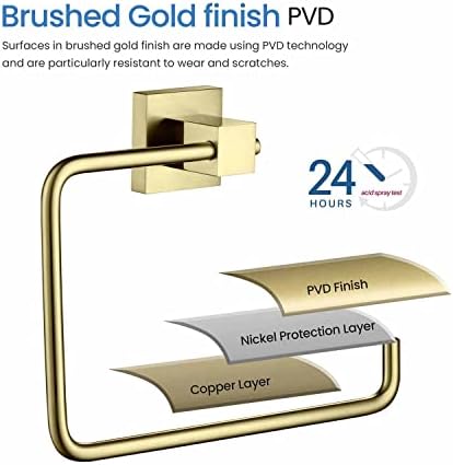 KIBI Cube Bath Towel Ring - Brushed Gold