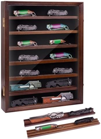 WodGod 7 Layers Knife Display Case with 6 Shelves Cherry