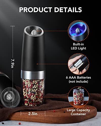 FORLIM Gravity Electric Salt and Pepper Grinder Set