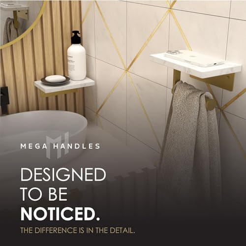 Mega Handles Gold Toilet Paper Holder with Extra Shelf