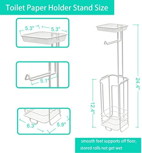 ZCCZ 6305912441 Inch Free Standing Toilet Paper Holder with Shelf