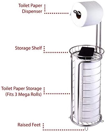 Free Standing Toilet Tissue Holder with Storage Shelf and Phone Tray