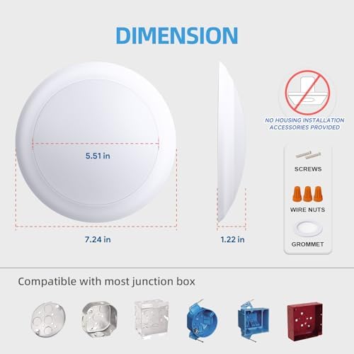 ECOELER 6 Pack LED Flush Mount Ceiling Light 165W 3000K Warm White Dimmable