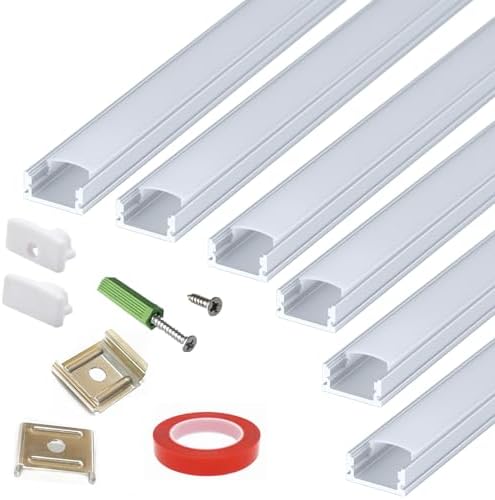 LED Strip U Channel Diffuser 6-Pack with 1FT Aluminum Track