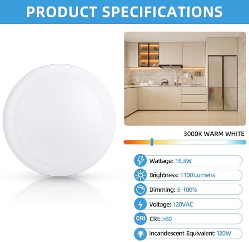 ECOELER 6 Pack LED Flush Mount Ceiling Light 165W 3000K Warm White Dimmable