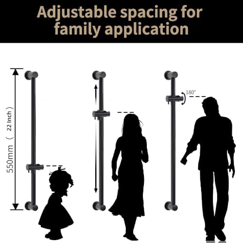 Matte Black Adjustable Handheld Shower Head with 22-inch Slide Bar