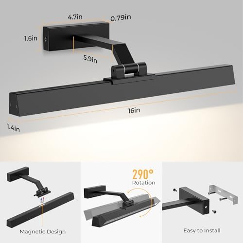 Afyuol 16in Battery Operated Picture Light with Remote Control 1