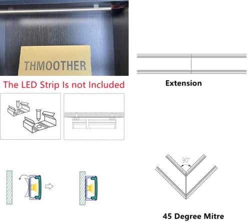 LED Strip U Channel Diffuser 6-Pack with 1FT Aluminum Track