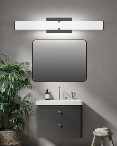 Modern 40W LED Vanity Light Over Mirror Matte Black Dimmable Bathroom Fixture