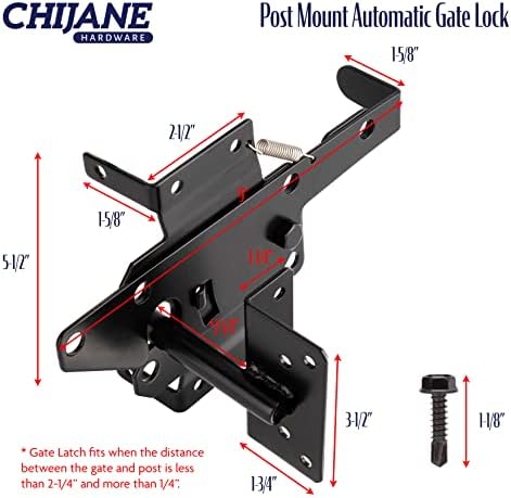 Heavy Duty Outdoor Fence Gate Latch with Black Powder Coat Finish