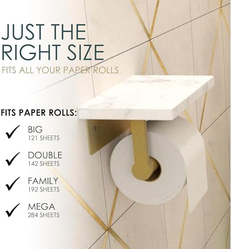 Mega Handles Gold Toilet Paper Holder with Extra Shelf