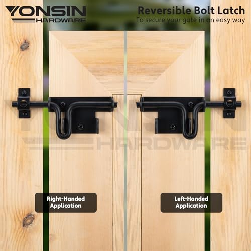 4-Piece Slide Bolt Gate Latch Black - Heavy Duty for Wooden Fence