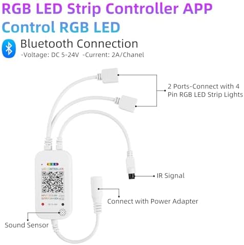 RGBZONE Bluetooth RGB LED Controller with 40-Key IR Remote 1