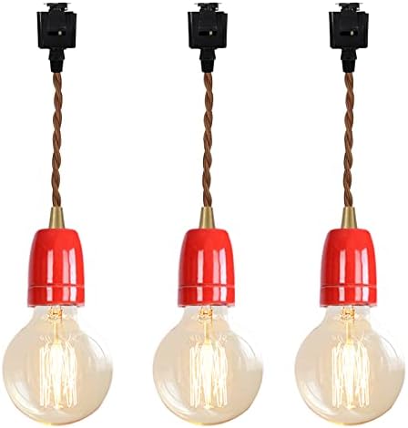 KAYYELAMP Red E26 Ceramic Base Pendants Set of Three