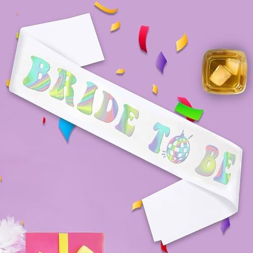 Iridescent Bride to Be Sash - Glitter Holographic Bachelorette Party Accessory