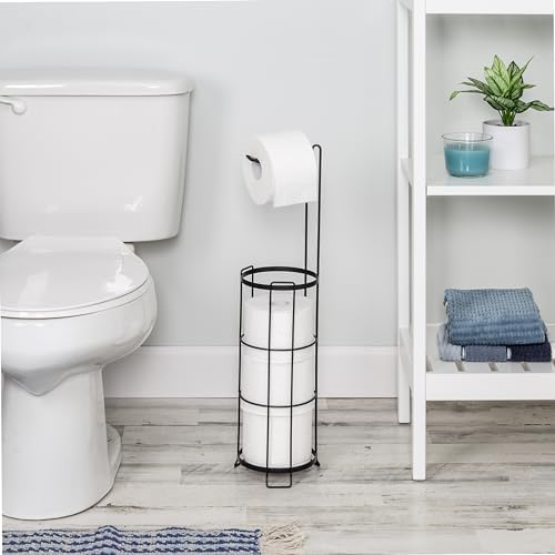Toilet Paper Holder with Pole Black