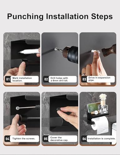 Matte Black Toilet Paper Holder with Phone Shelf 1
